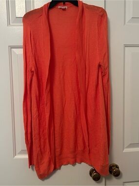 Merona Open Cardigan Long Sleeve Sweater in Coral Orange Women's Size Large